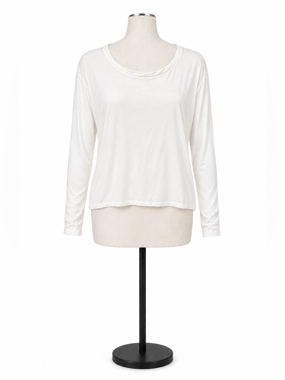 Aritzia Wilfred White Long Sleeve Scoop Neck Rayon T-Shirt Large NWO